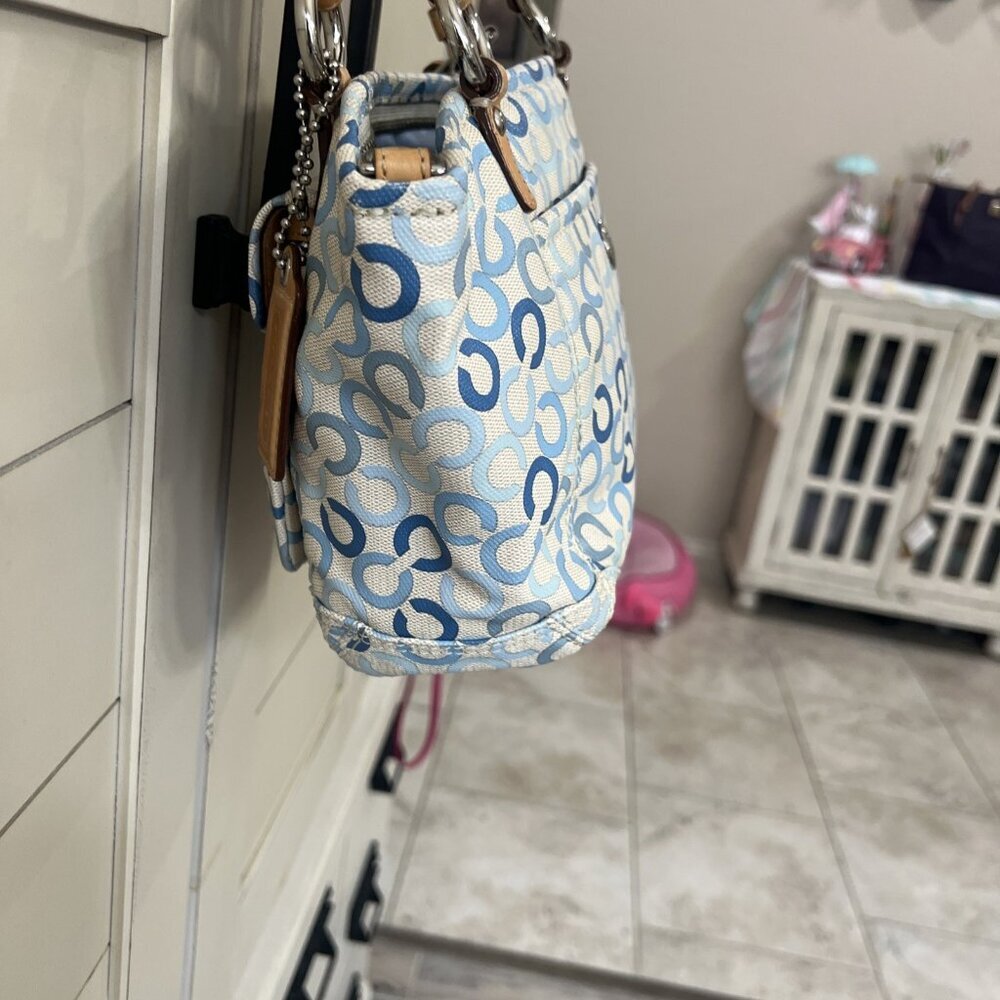 Coach Op Art Light Blue, Off White/Cream, L0869-13141, Handbag, purse - Picture 4 of 11